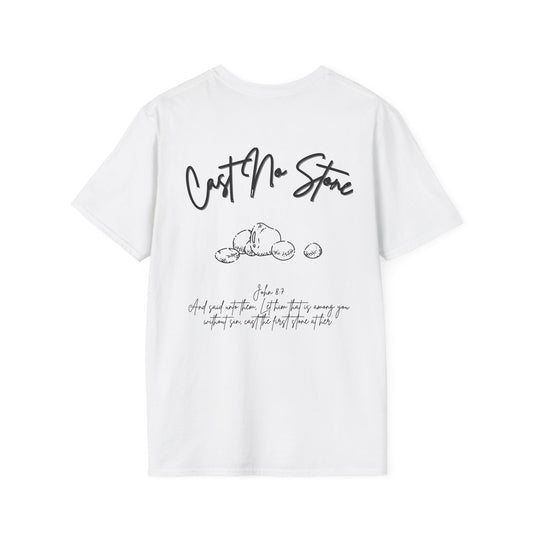 Christian T-Shirt with Cast No Stone Scripture - Unisex Softstyle