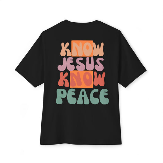 Christian Boxy Tee - 'Know Jesus know peace' Design