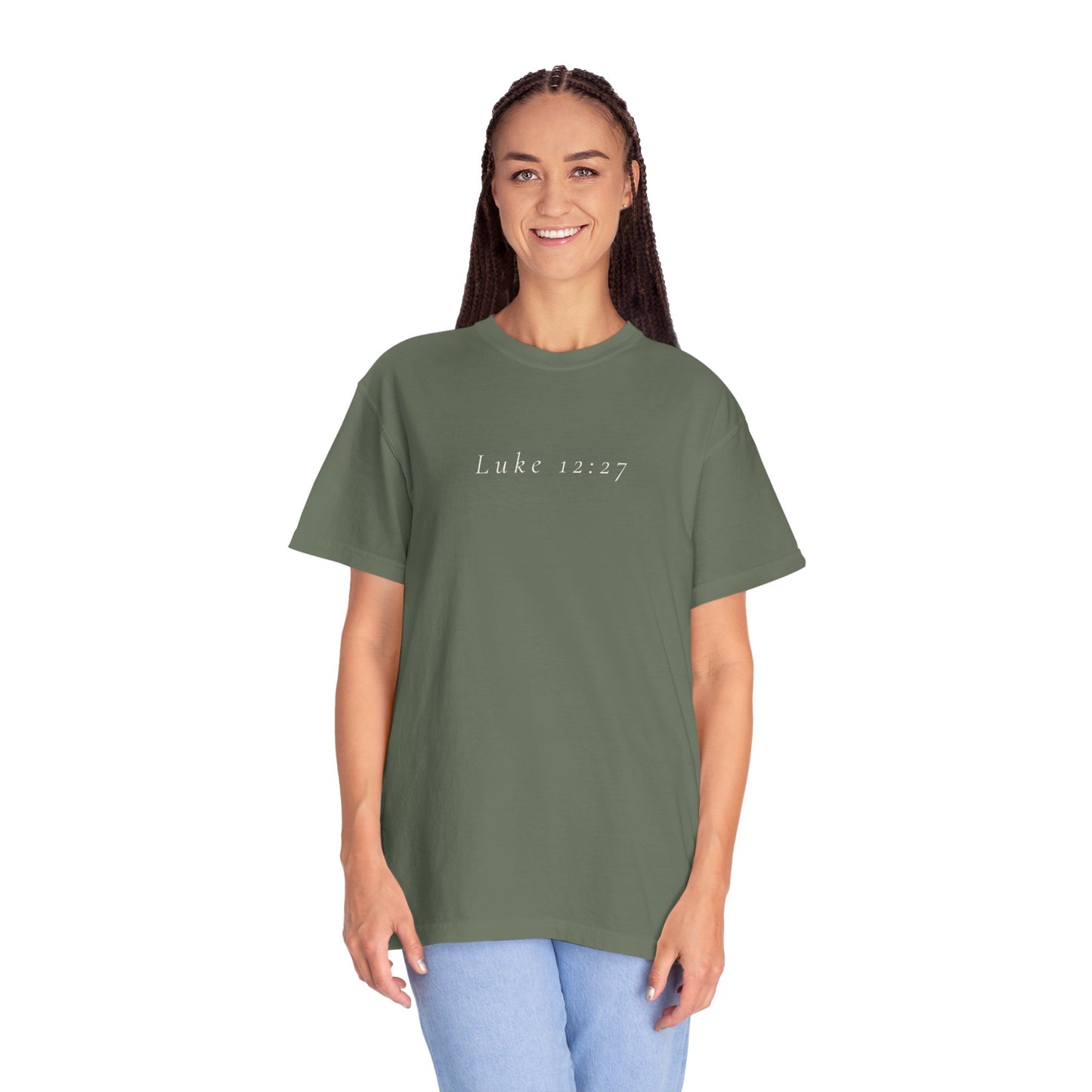 Wildflowers Unisex T-shirt with Luke Scripture - Unisex Garment-Dyed Tee for Nature Lovers, Bible Verse Apparel